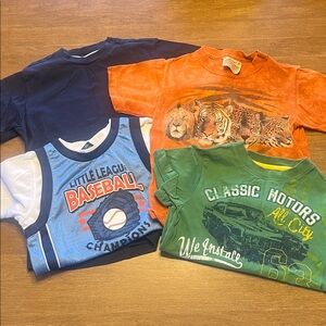Kids Graphic T-Shirt 4 Pack - Blue, Orange, Green, Navy